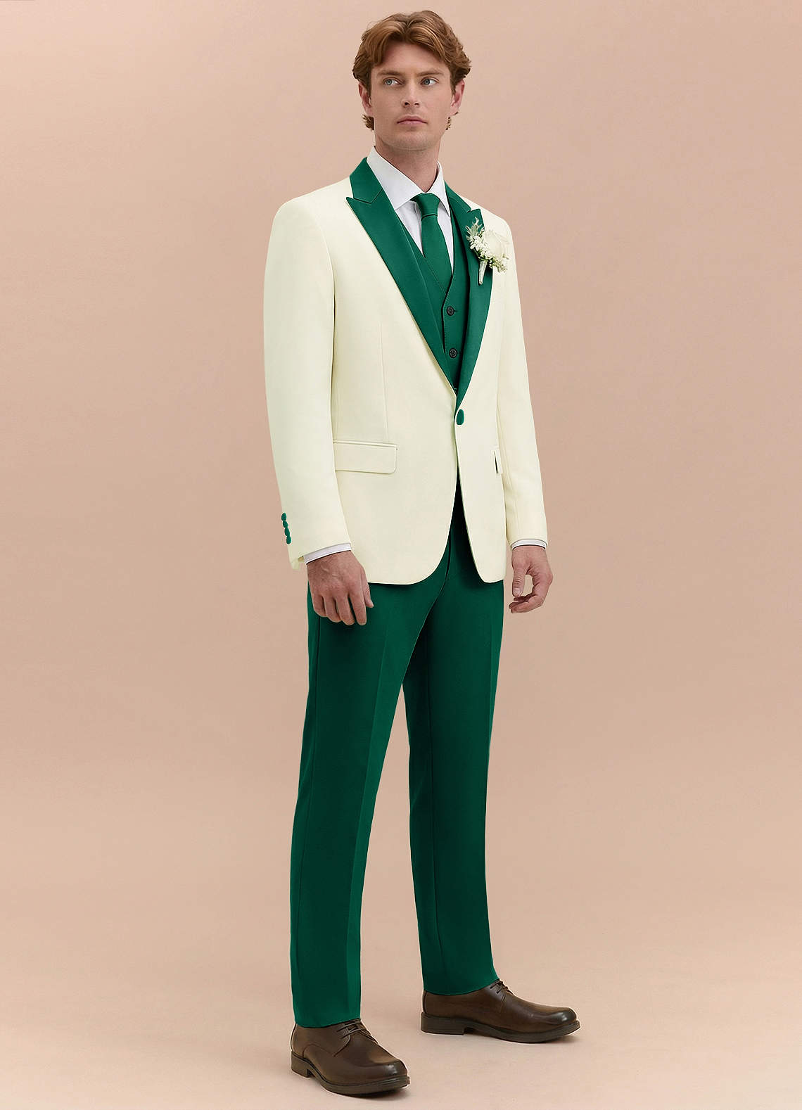 front Adrian Emerald Shawl Lapel Structured Stretch Tuxedo Jacket