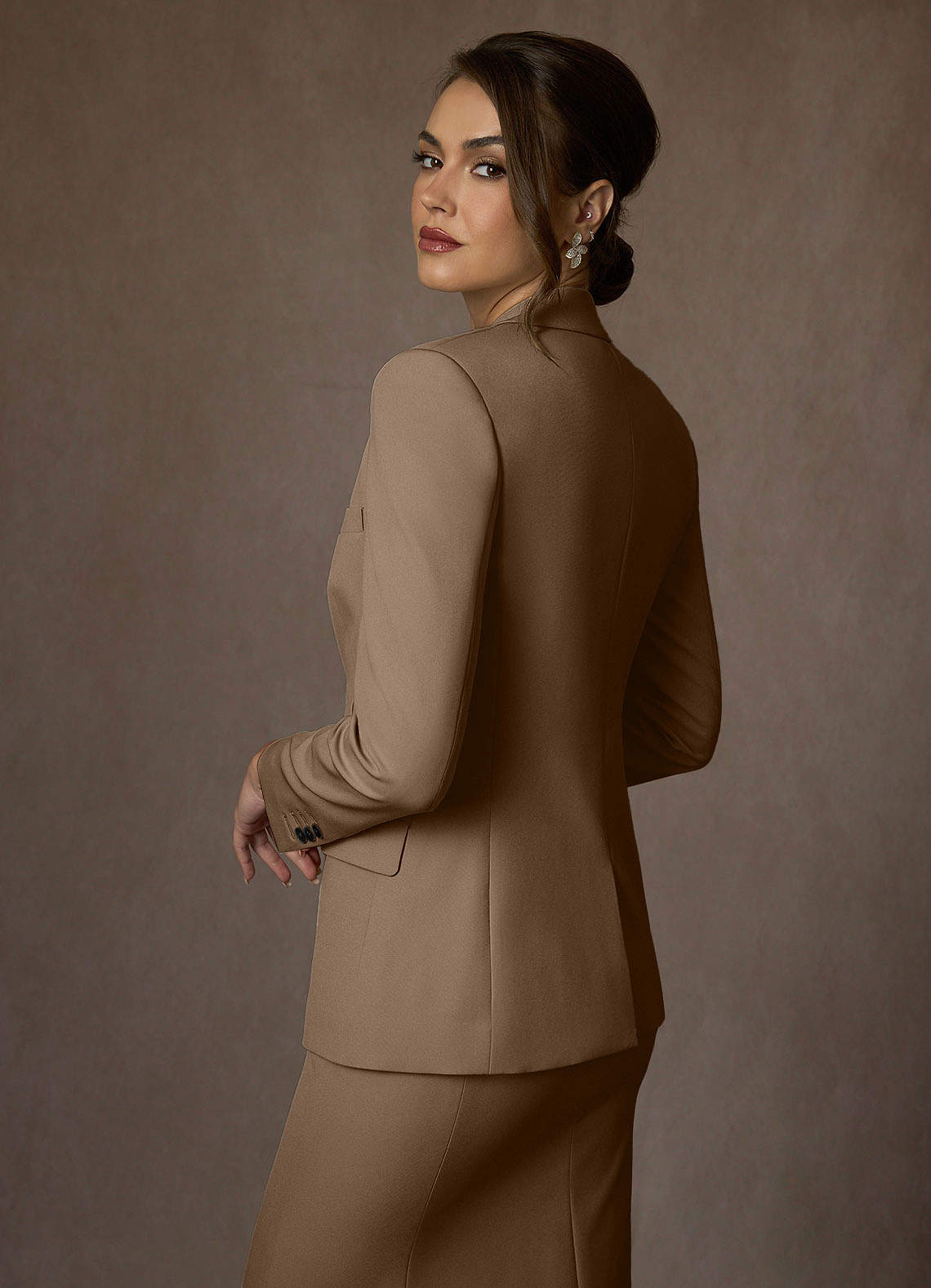 front Charlotte Truffle Refined Weave Jacket and Dress Suit Set