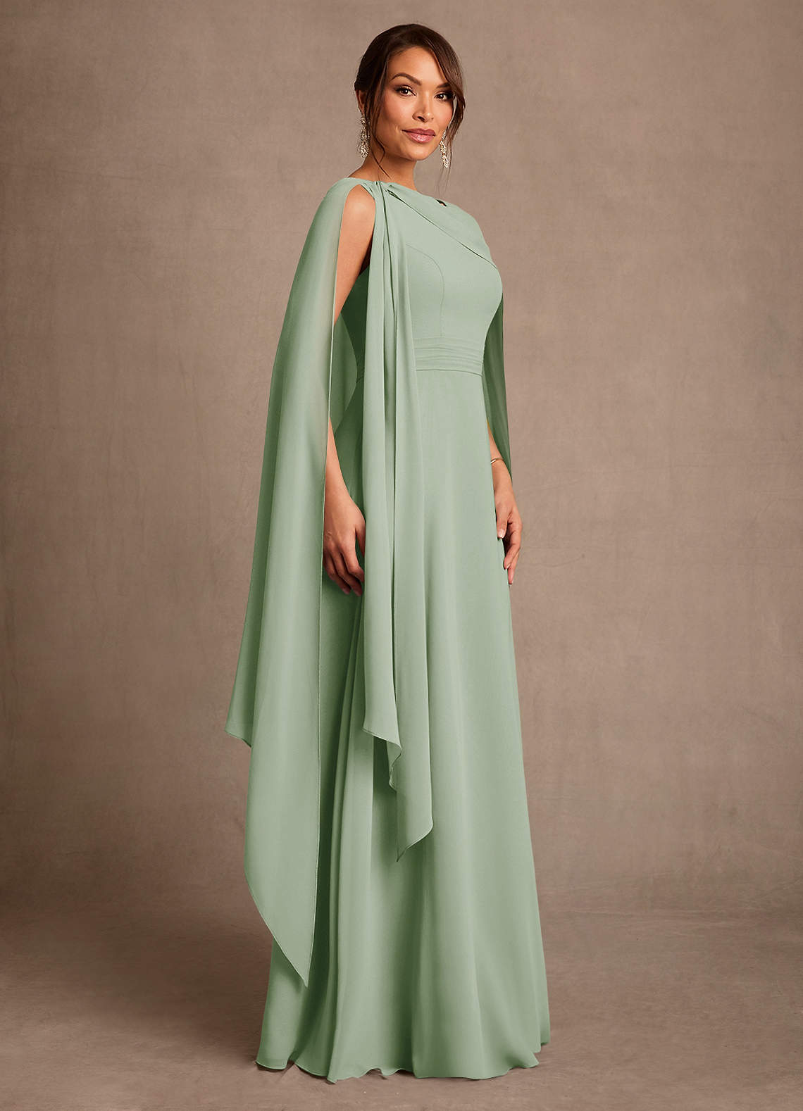 Azazie Liddie Mother of the Bride Dresses Dusty Sage A-Line Pleated Chiffon Dress image1