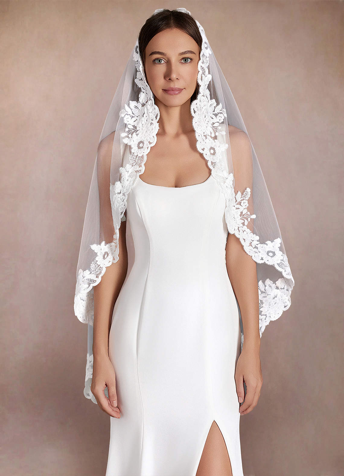front Persila Lace Waltz Length Veil