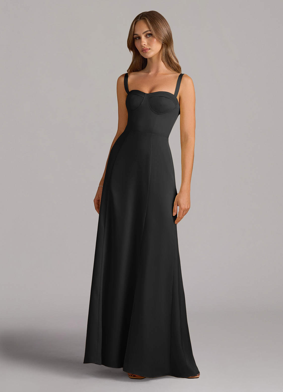 Azazie Amaris Ready to Ship Black Stretch Satin Bridesmaid Dresses