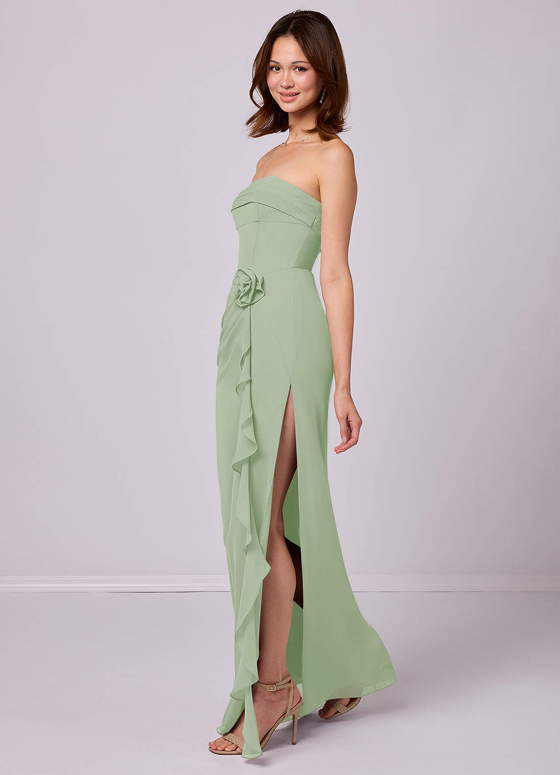 Barbie ♥ Azazie Bridesmaid Dresses Sheath Strapless Chiffon Floor-Length Dress image1