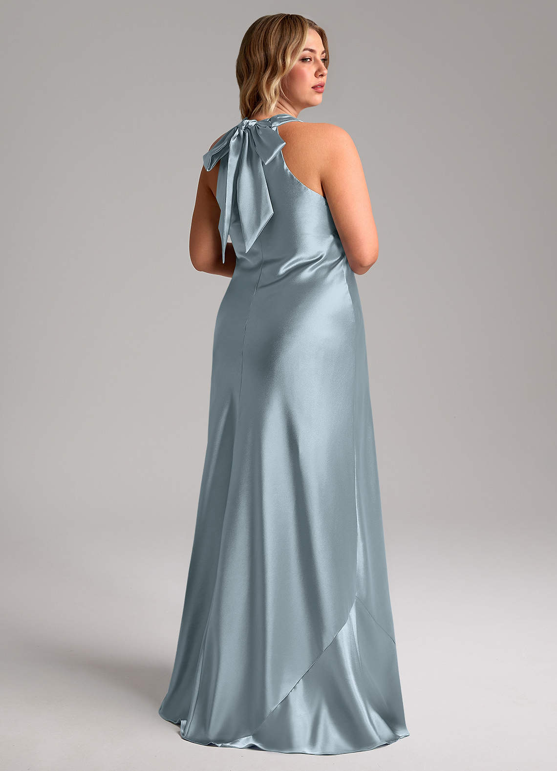 Maxi Dress Blue Halter Neck Bridesmaid Dresses Periwinkle Blue Bridesmaid  Dress Matte Satin Size Medium Birdy