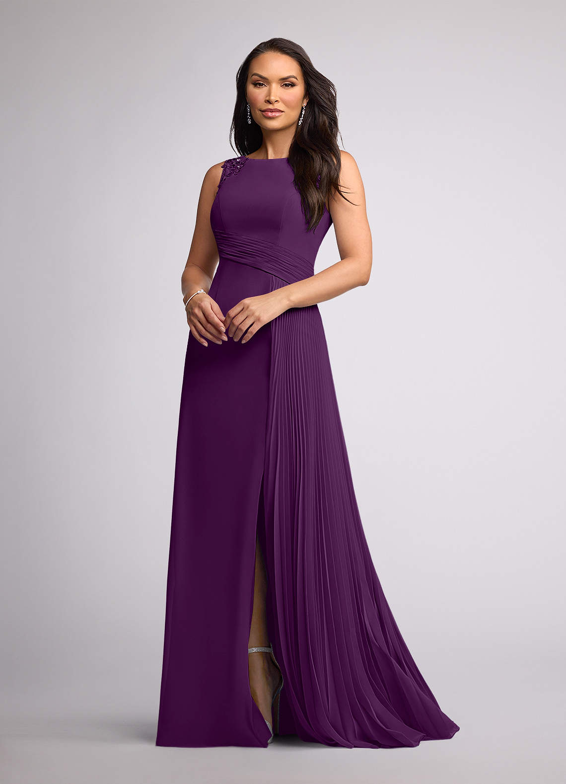 Azazie Galvan Mère de la mariée Robes Robe Trapèze en Mousseline de soie Paillettes Grain De Raisin image1