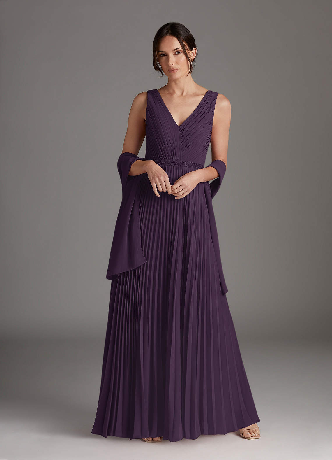 Azazie Kris Mother of the Bride Dresses Plum A-Line Sequins Chiffon Dress image1