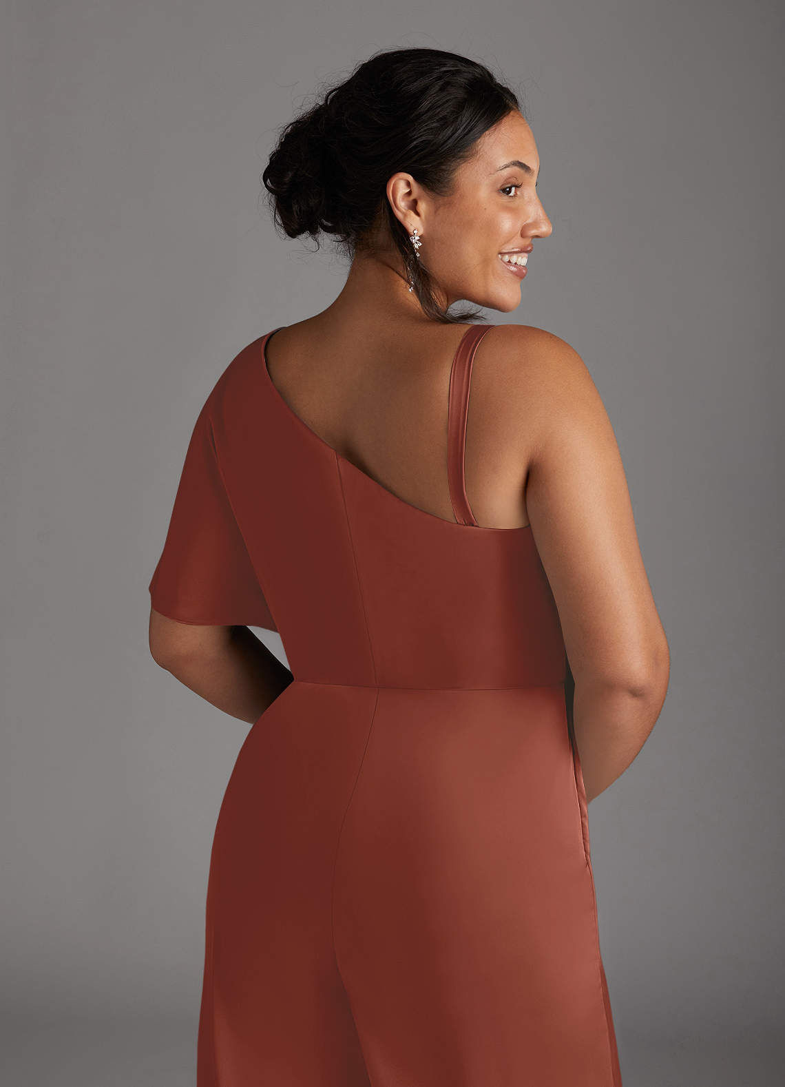 Azazie Hagretta Mother of the Bride Dresses Auburn Jumpsuit/Pantsuit Stretch Satin Dress image10