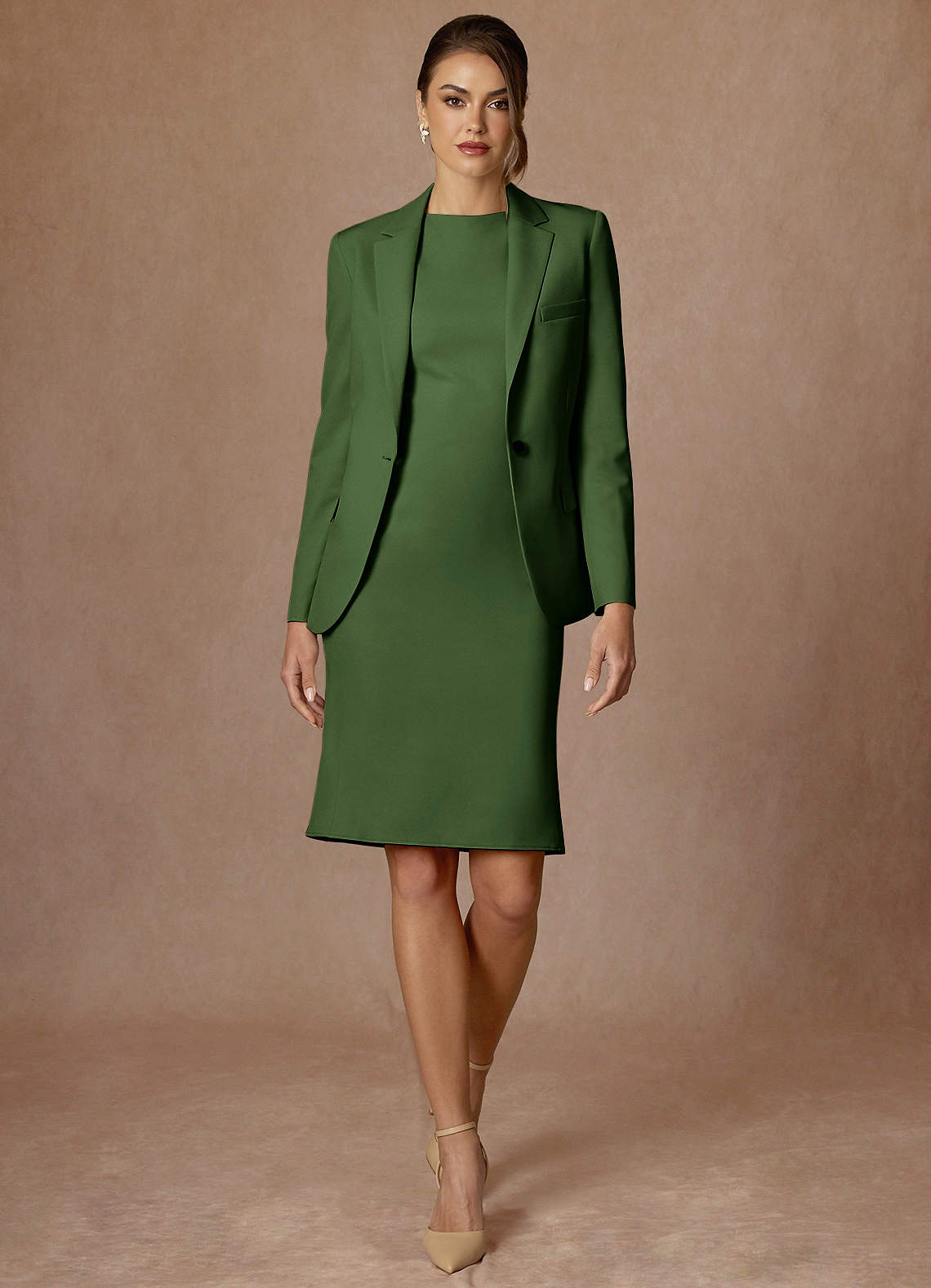 front Kennedy Olive Structured Stretch Dress
