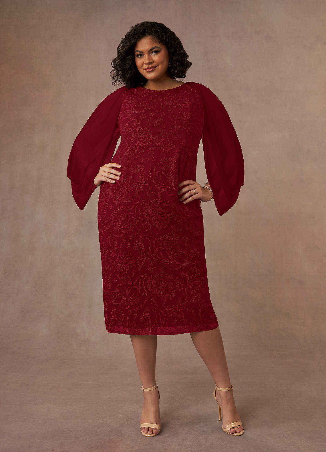 Azazie Mya Mother of the Bride Dresses Burgundy Sheath Scoop lace Lace Dress image1