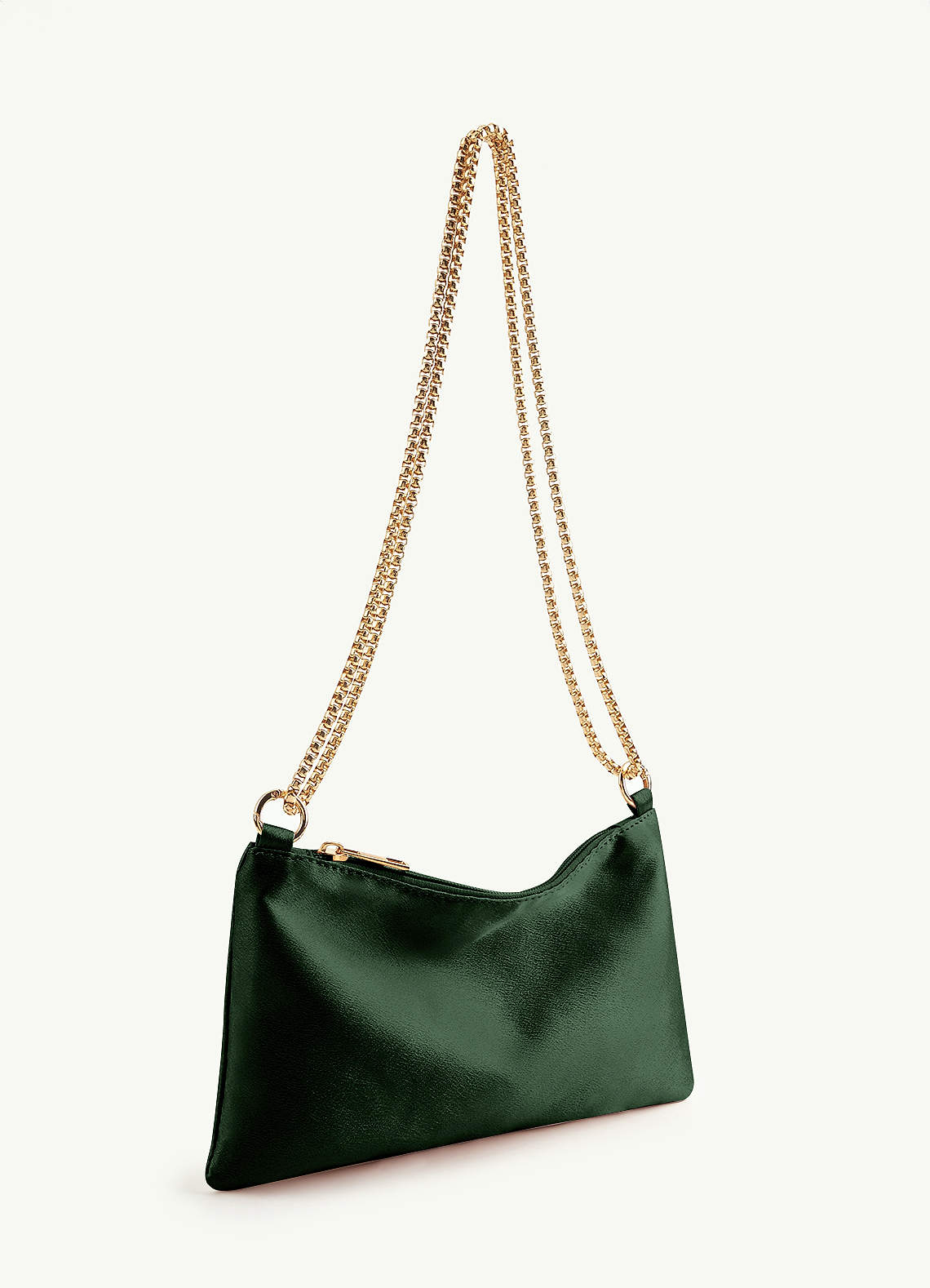 front Matching Color Metallic Satin Adjustable Shoulder Bag
