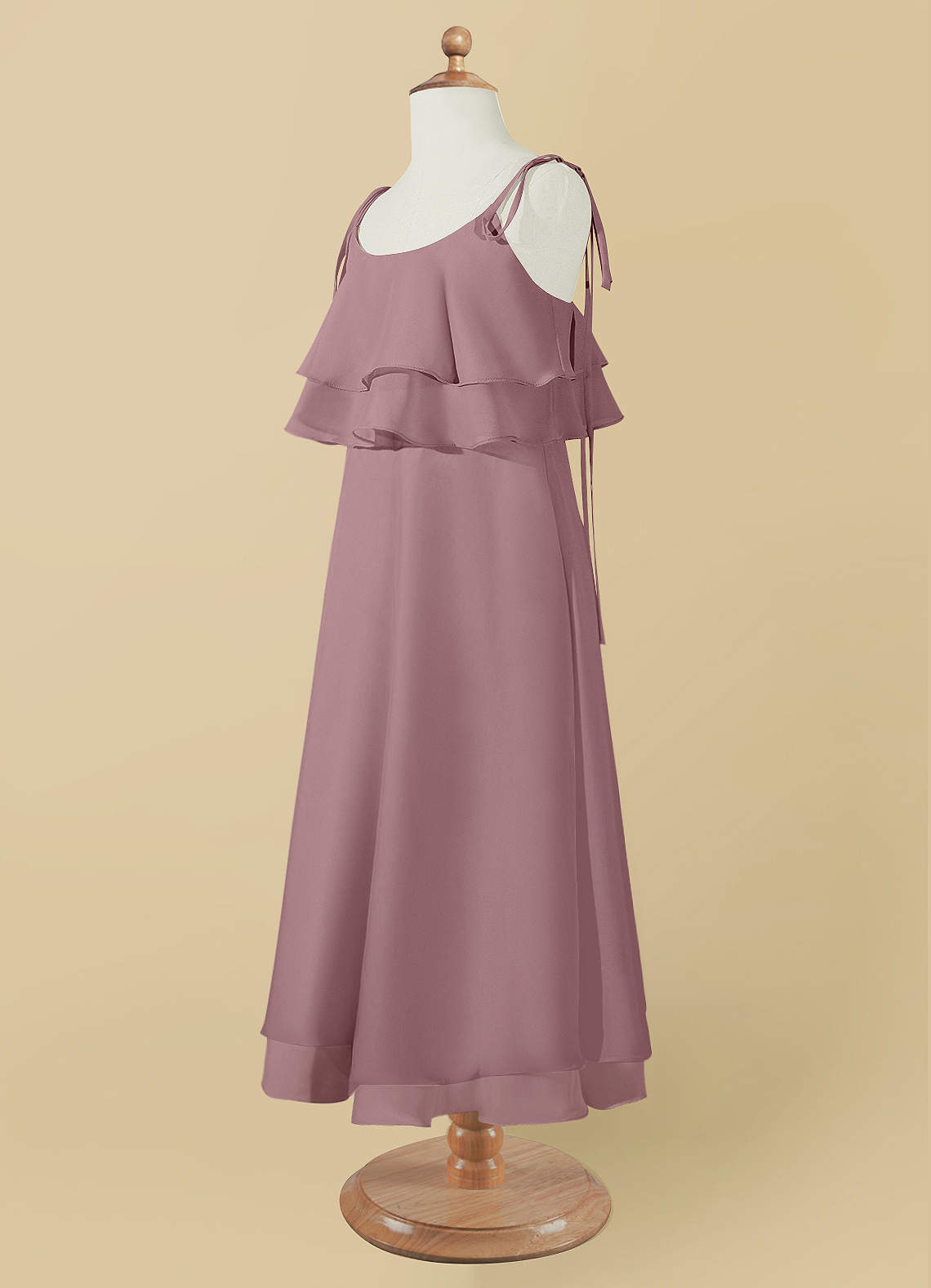 Azazie Temi Flower Girl Dresses A-Line Spaghetti Strap Chiffon Ankle-Length Dress image1