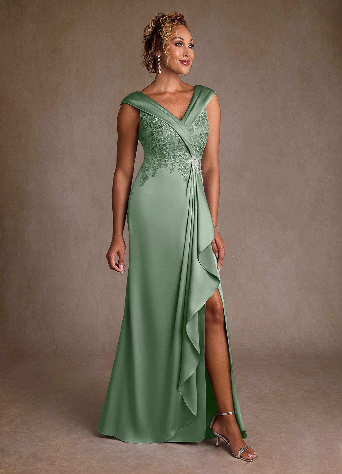 Azazie Santa Monica vestidos de madre de la novia Vestido de Matcha de Encaje de Corte en A image1