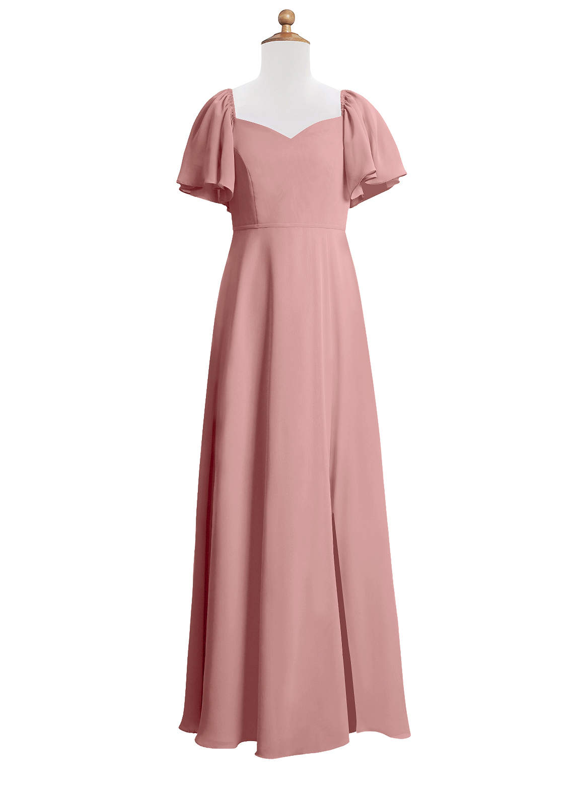 Azazie Chloe Junior Dusty Rose A-Line Sweetheart Neckline Chiffon Dress image1