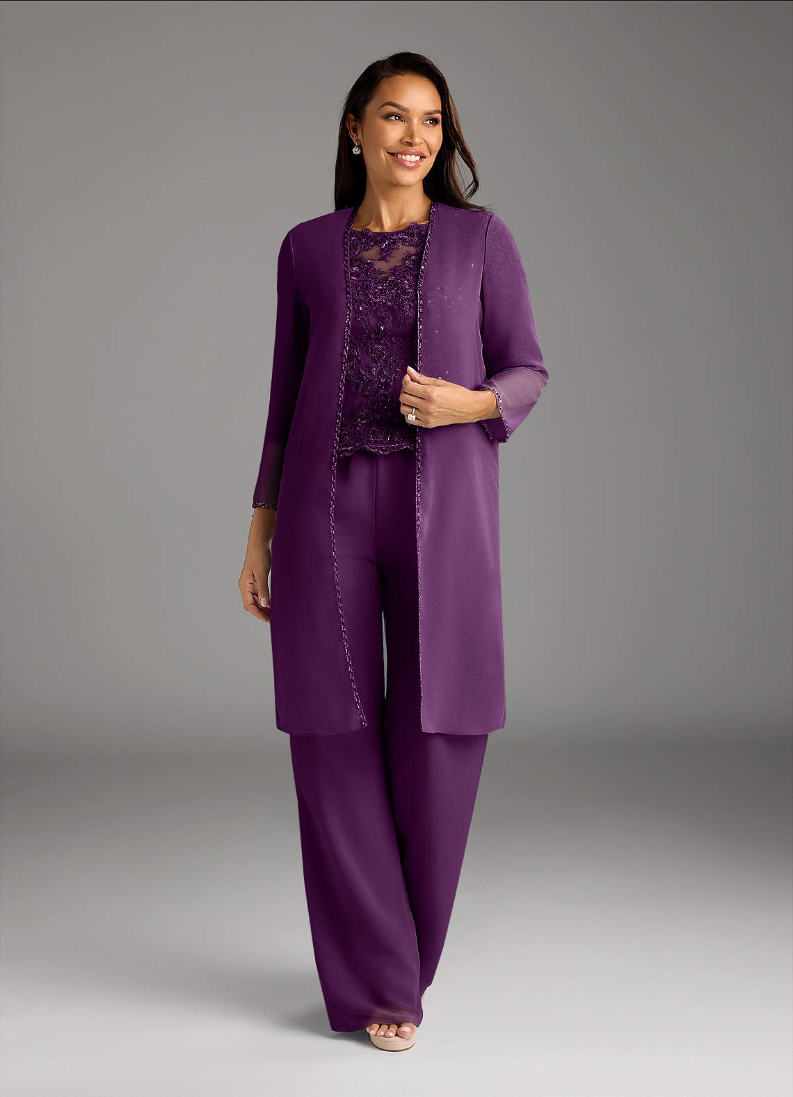 Azazie Florida Grape Jumpsuit/Pantsuit Sequins Chiffon Dress Ready