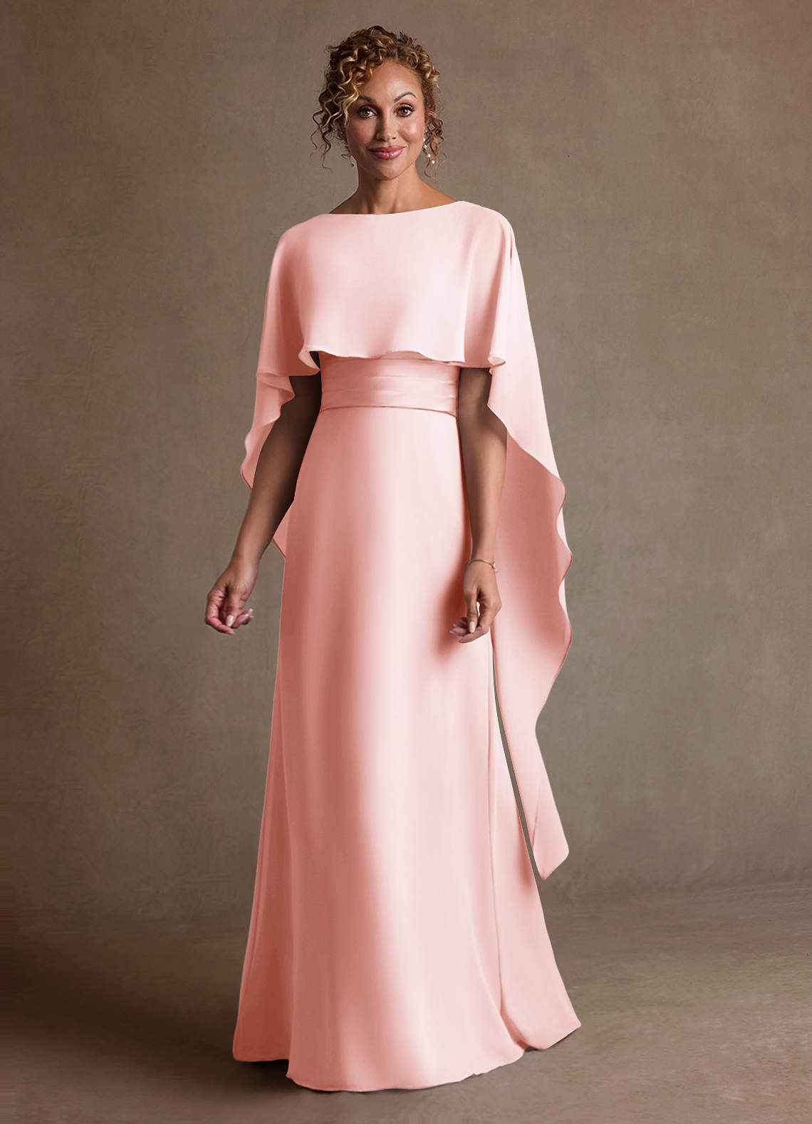 Azazie Marilla Mother of the Bride Dresses Blushing Pink A-Line Pleated Chiffon Dress image3