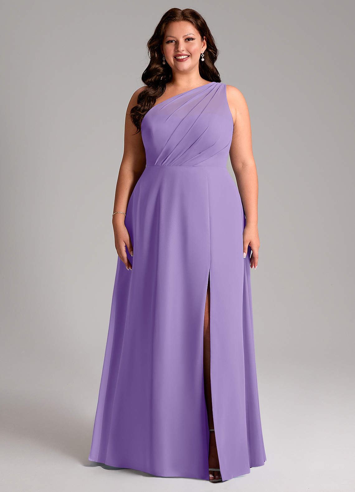 Azazie Phaedra Bridesmaid Dresses Tahiti A-Line One Shoulder Chiffon Dress image1
