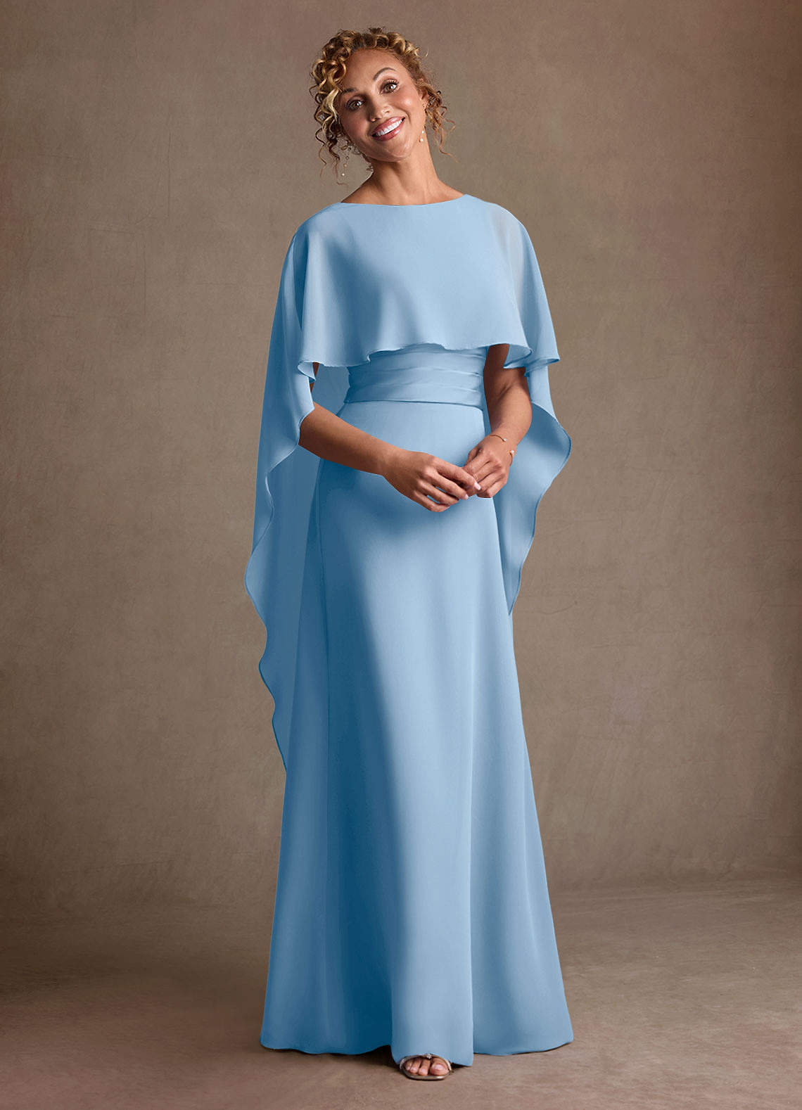Azazie Marilla Mother of the Bride Dresses Powder Blue A-Line Pleated Chiffon Dress image5