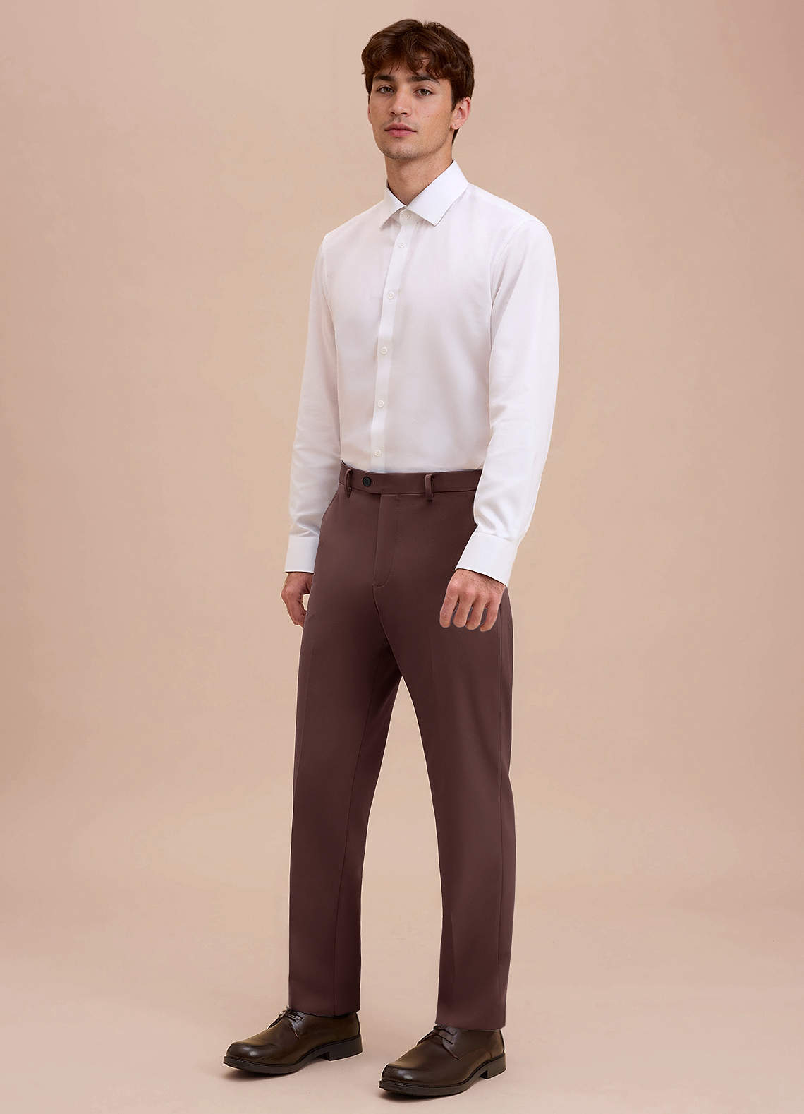 front Ethan Espresso Refined Weave Performance Dress Pants