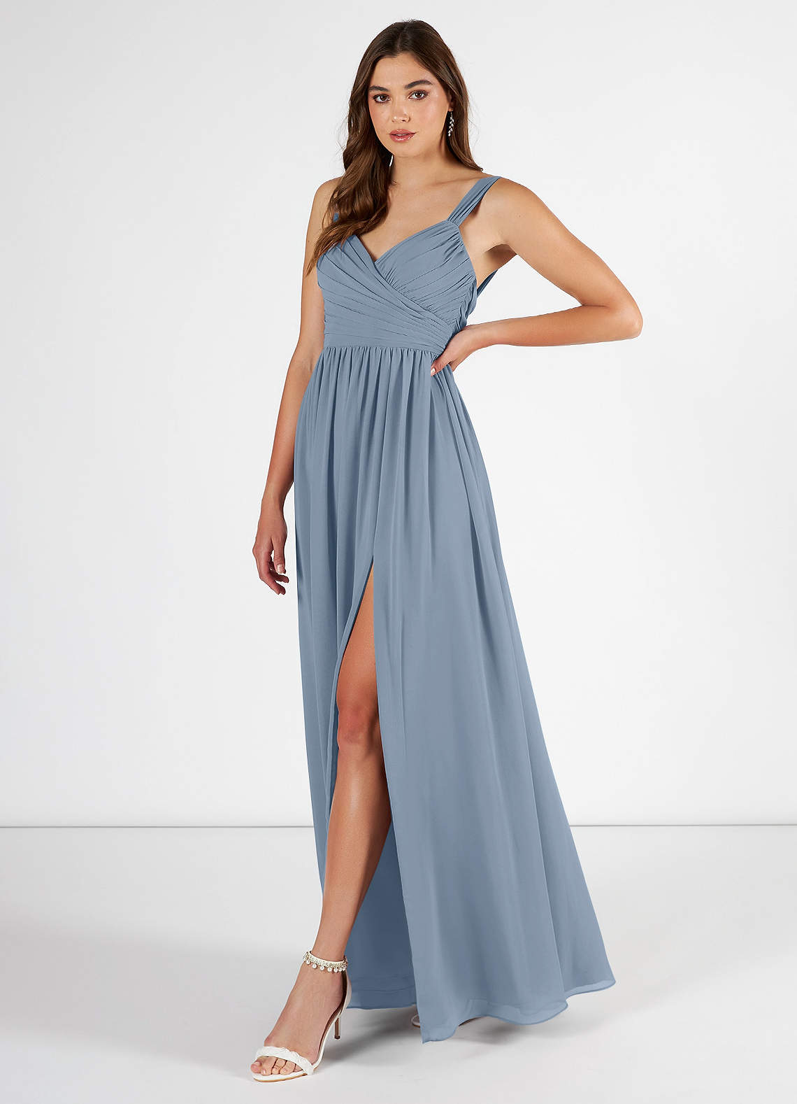 Dusty Blue Azazie Aziza Bridesmaid Dresses | Azazie