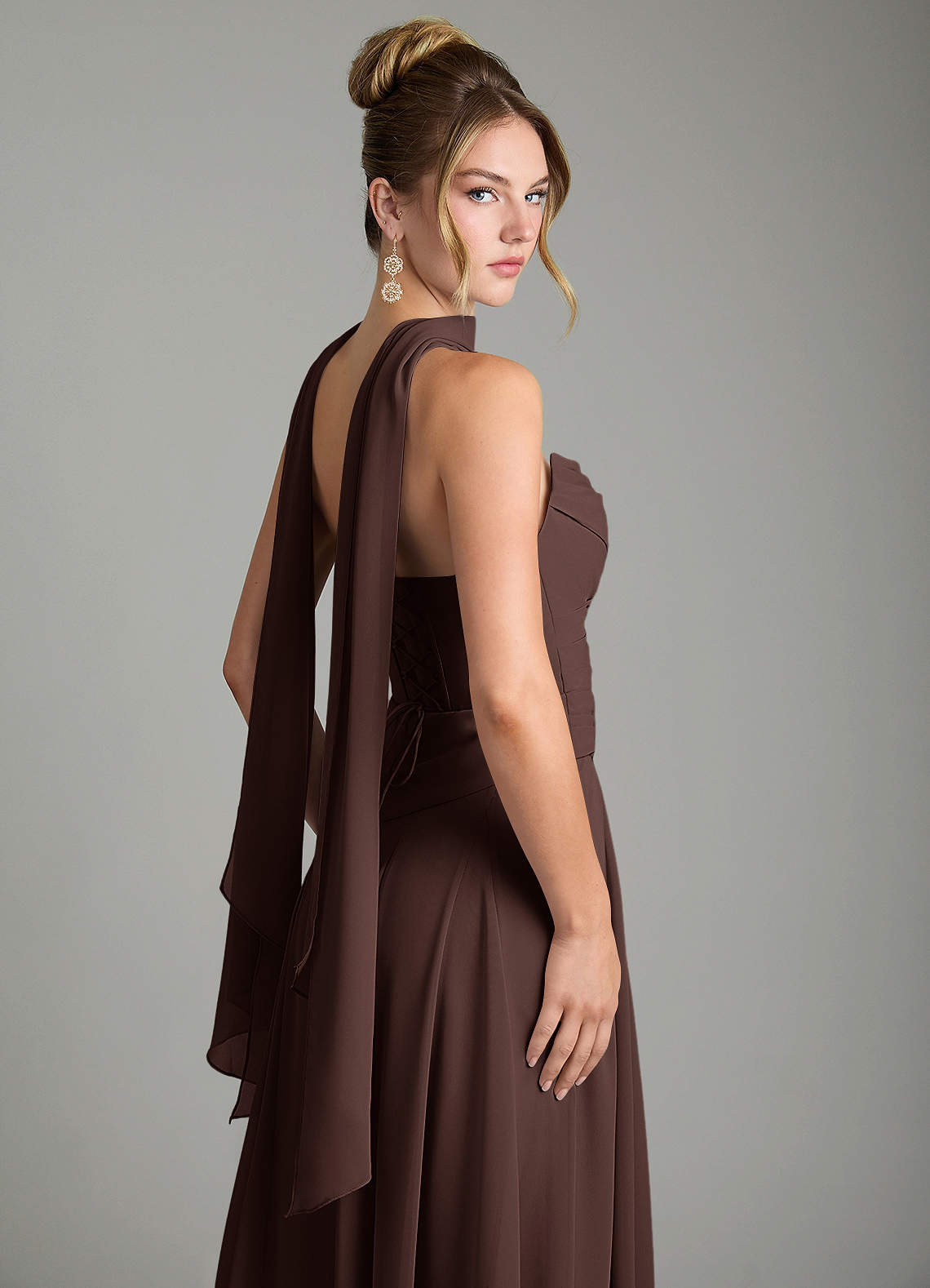 Azazie Gabriela Bridesmaid Dresses Ganache A-Line Corset Chiffon Dress image11