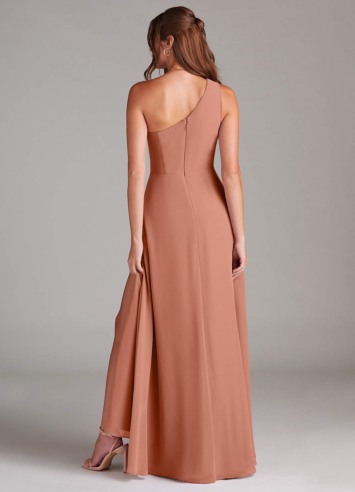 Azazie Brooke Bridesmaid Dresses MAI TAI A-Line One Shoulder Chiffon Dress image6