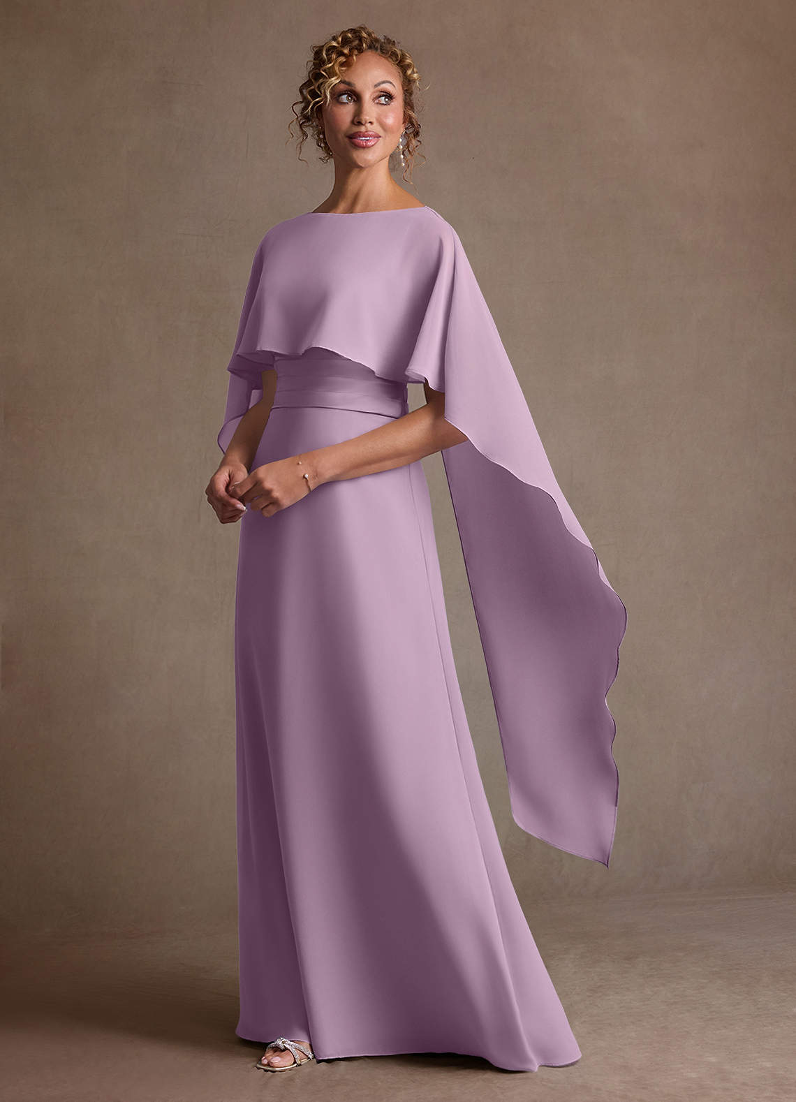 Azazie Marilla Mother of the Bride Dresses Wisteria A-Line Pleated Chiffon Dress image4