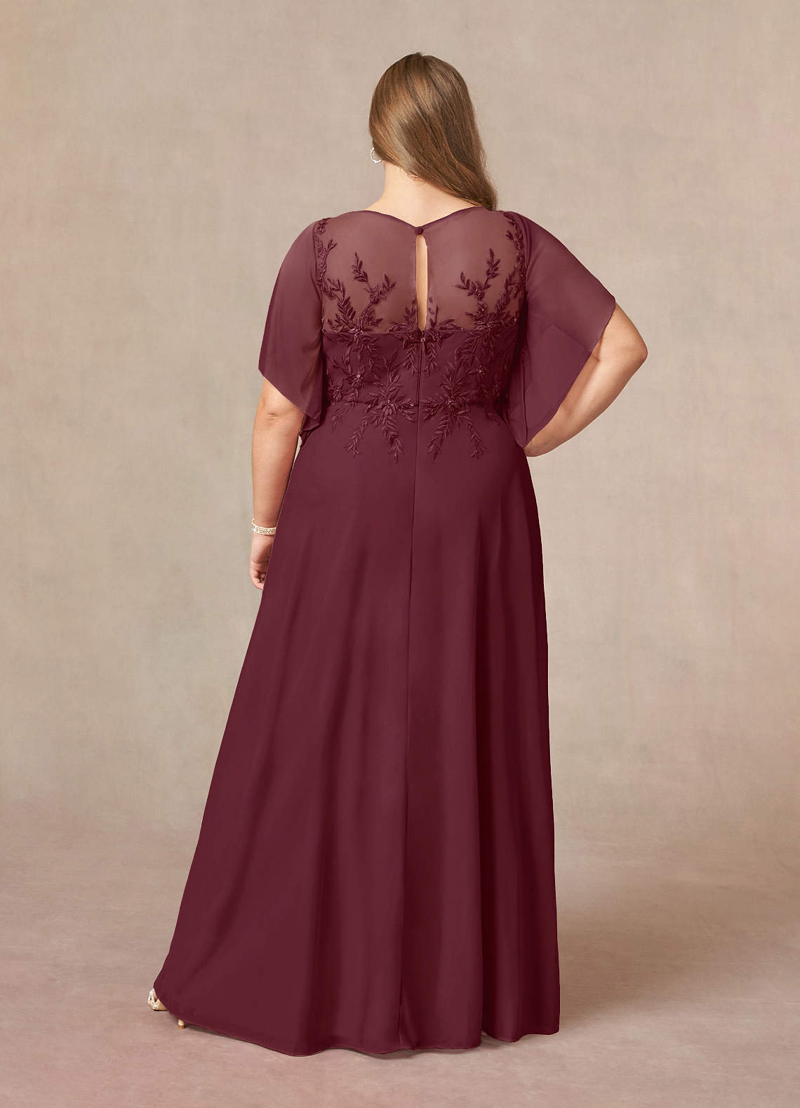 Azazie Cavell Vente Finale Robe Trapèze en Maille Paillettes Cabernet image10