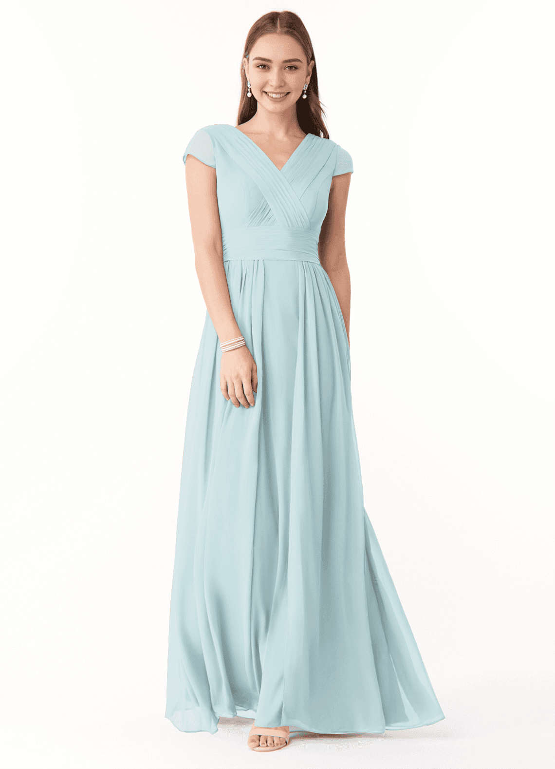 Azazie Organa Bridesmaid Dresses Mist A-Line Pleated Chiffon Dress image1