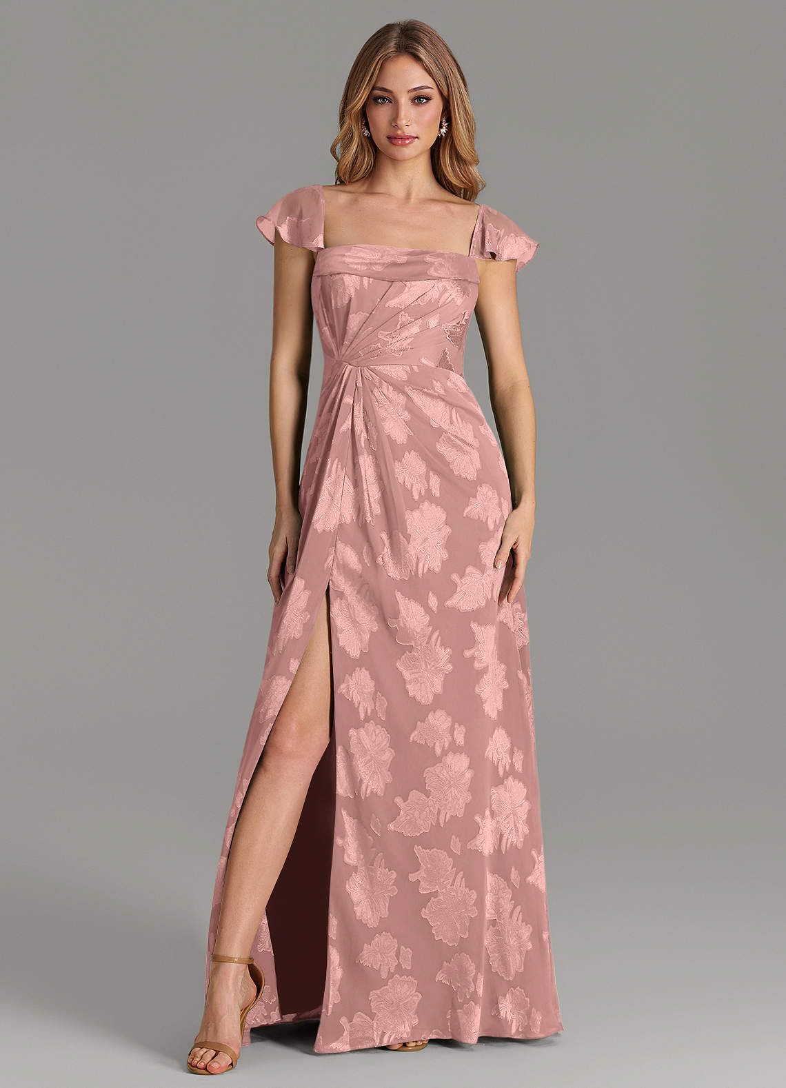 formal dresses savannah Azazie A-Line Square Neck Floor-Length Floral Jacquard Burnout Bridesmaid formal dresses