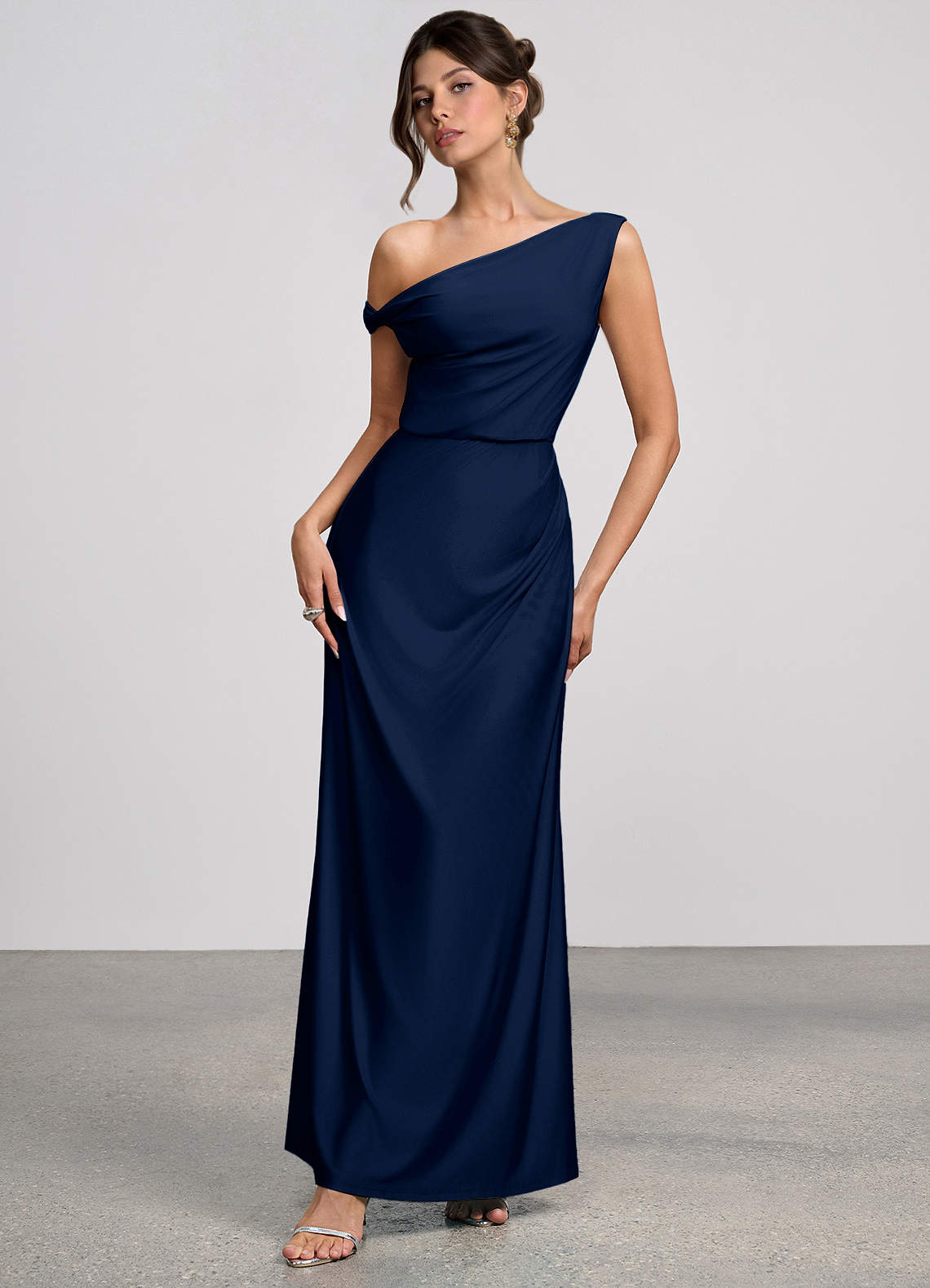 Elowen Navy Stretch Knit Maxi Dress image1