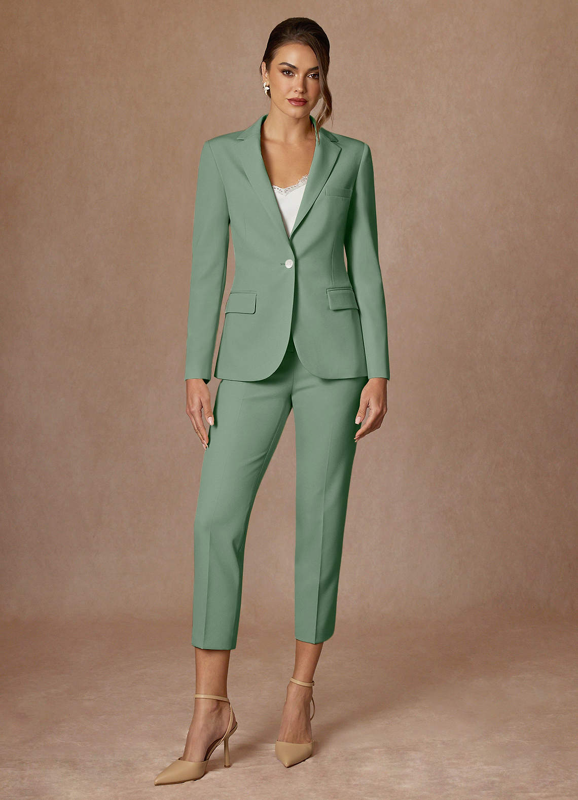 front Kennedy Matcha Structured Stretch Dress Pants