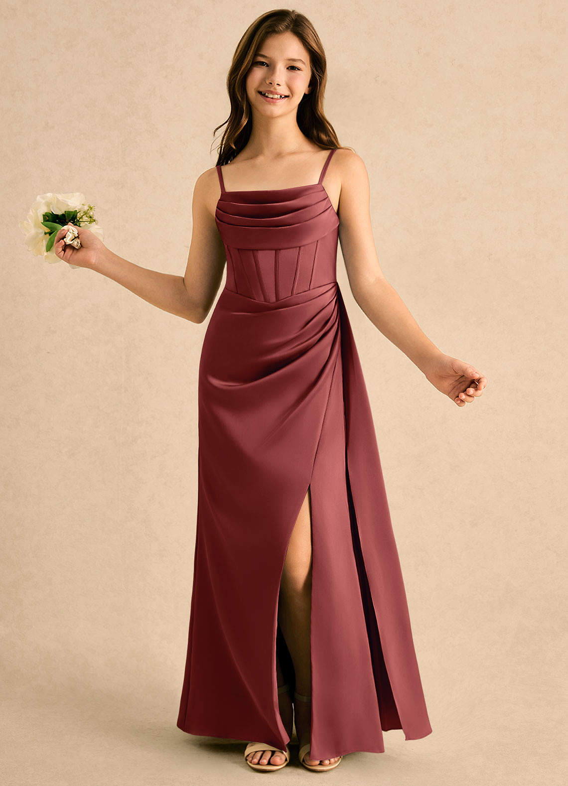 formal terracotta dress Azazie Lexy Girls #aq0014ae-black-pink