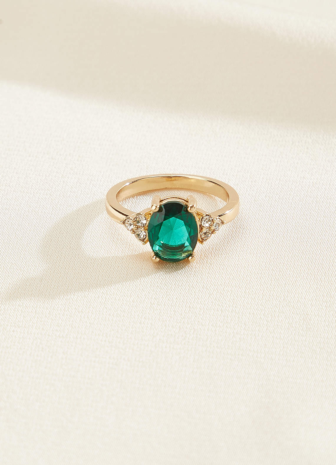 front Emerald and Crystal Ring