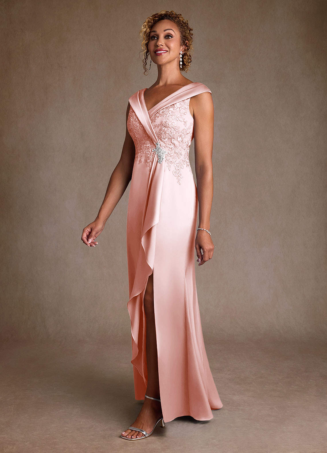 Azazie Santa Monica vestidos de madre de la novia Vestido de Rosa Rubor de Encaje de Corte en A image3