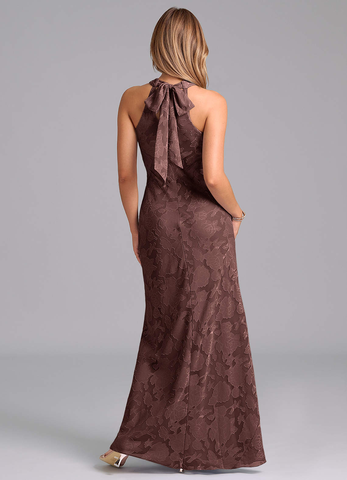 Azazie Doretta Espresso Floral Burnout Bridesmaid Dresses | Azazie