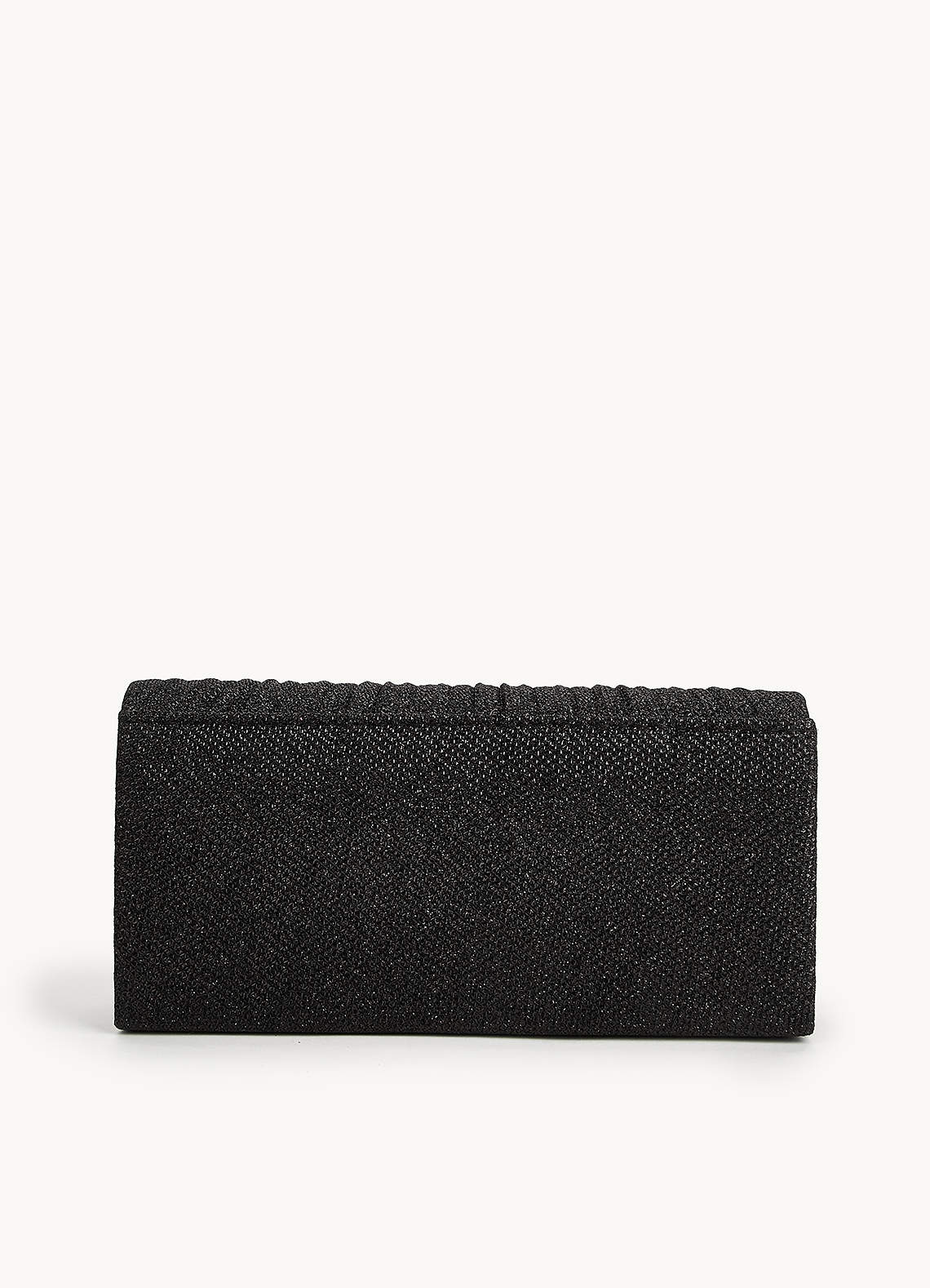 front Shimmer Pleated Flap Clutch