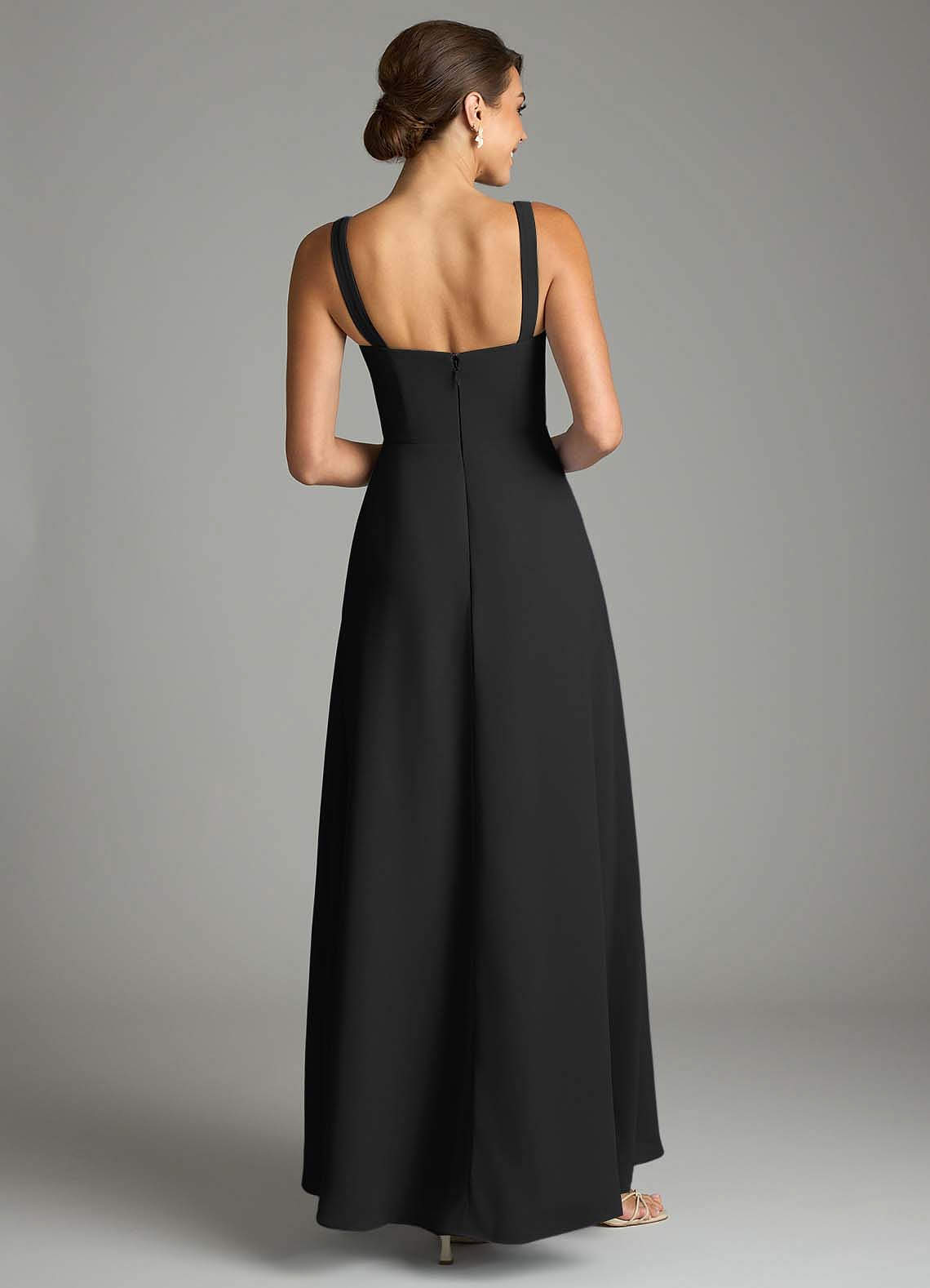 Azazie Debra Bridesmaid Dresses Black A-Line with Pockets Chiffon Convertible Dress image5