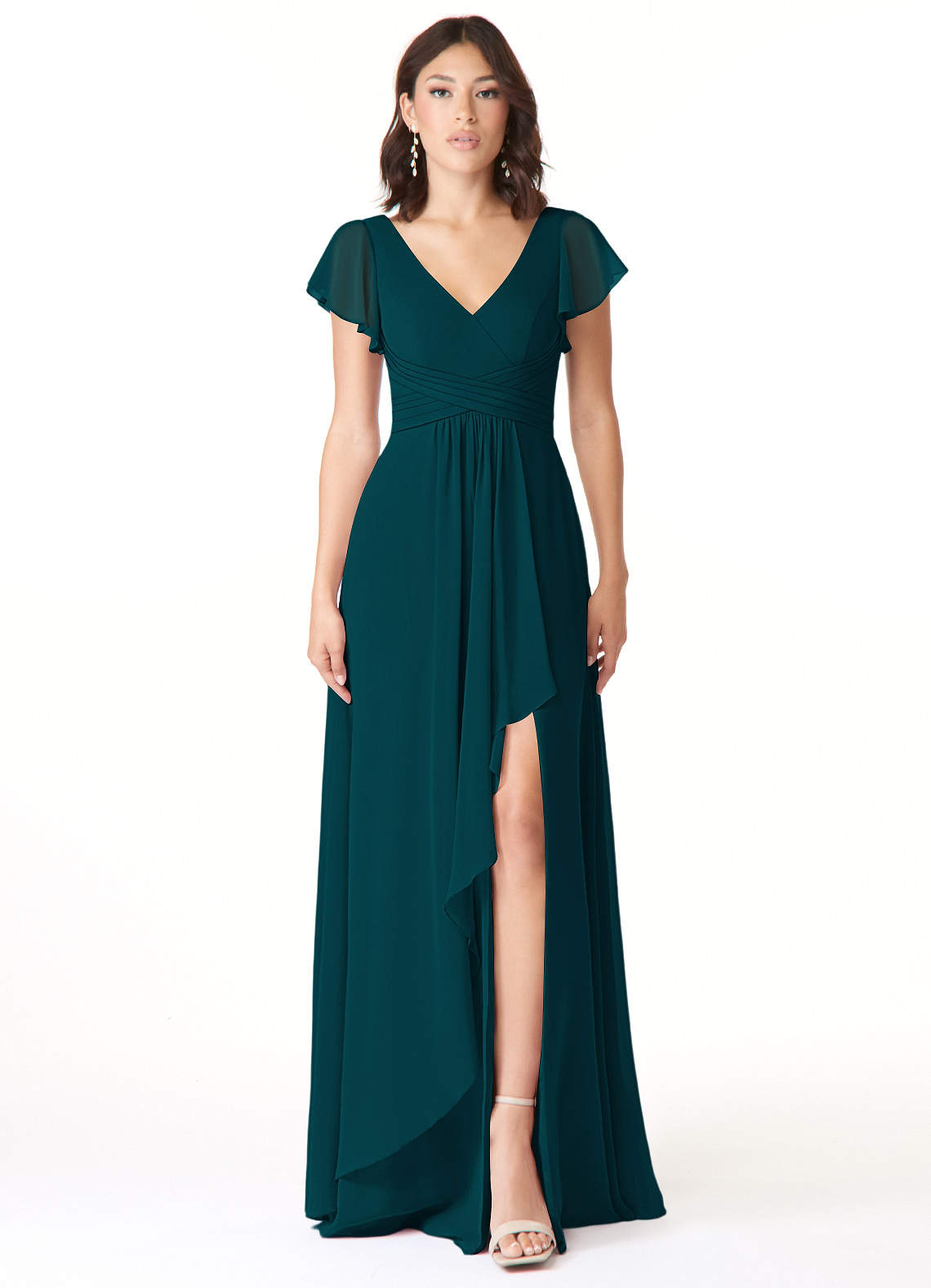 Azazie Omari Bridesmaid Dresses Pine A-Line Chiffon Dress image1
