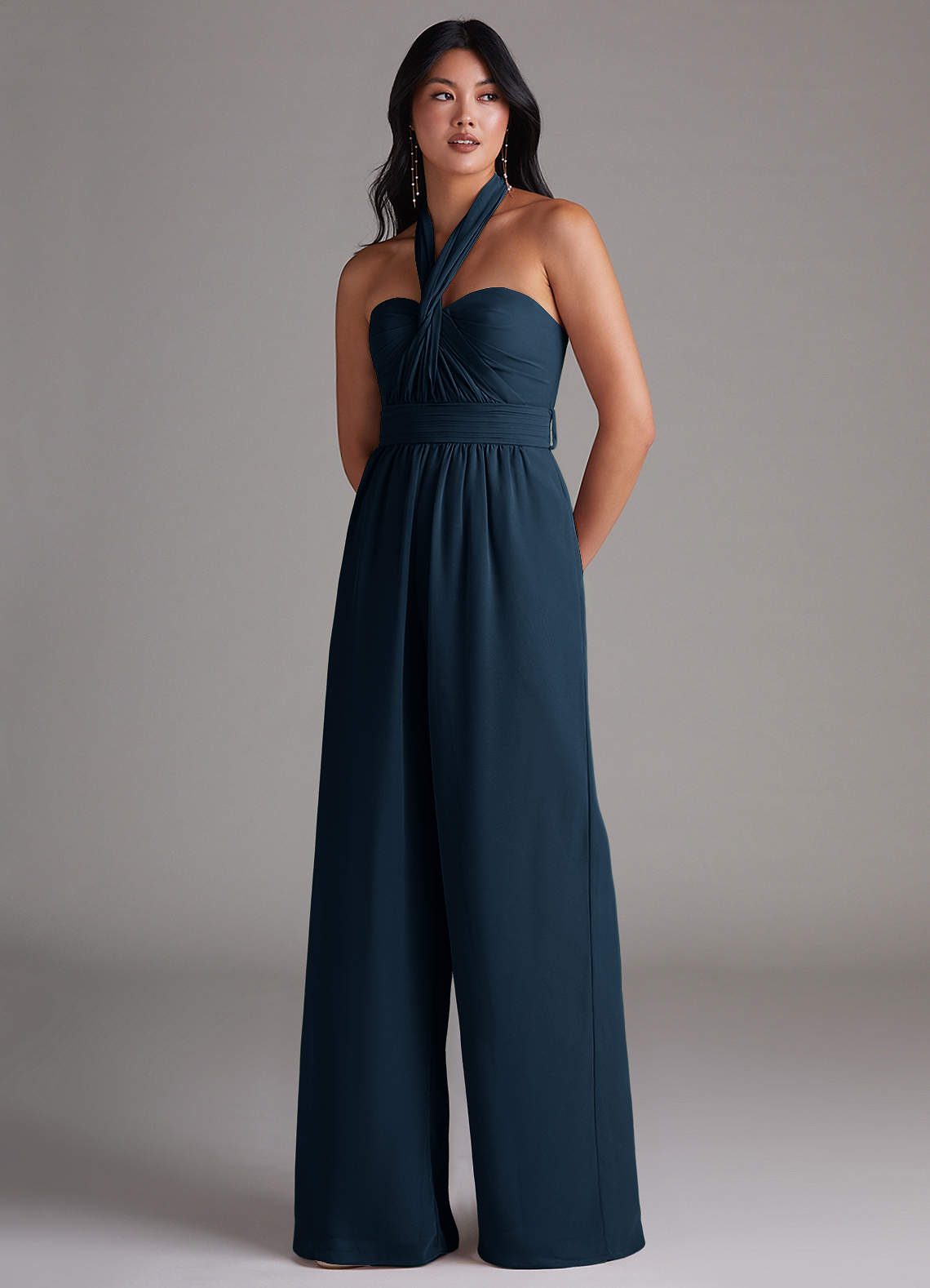 Azazie Lamara Ready to Ship Dark Navy Chiffon Bridesmaid Dresses