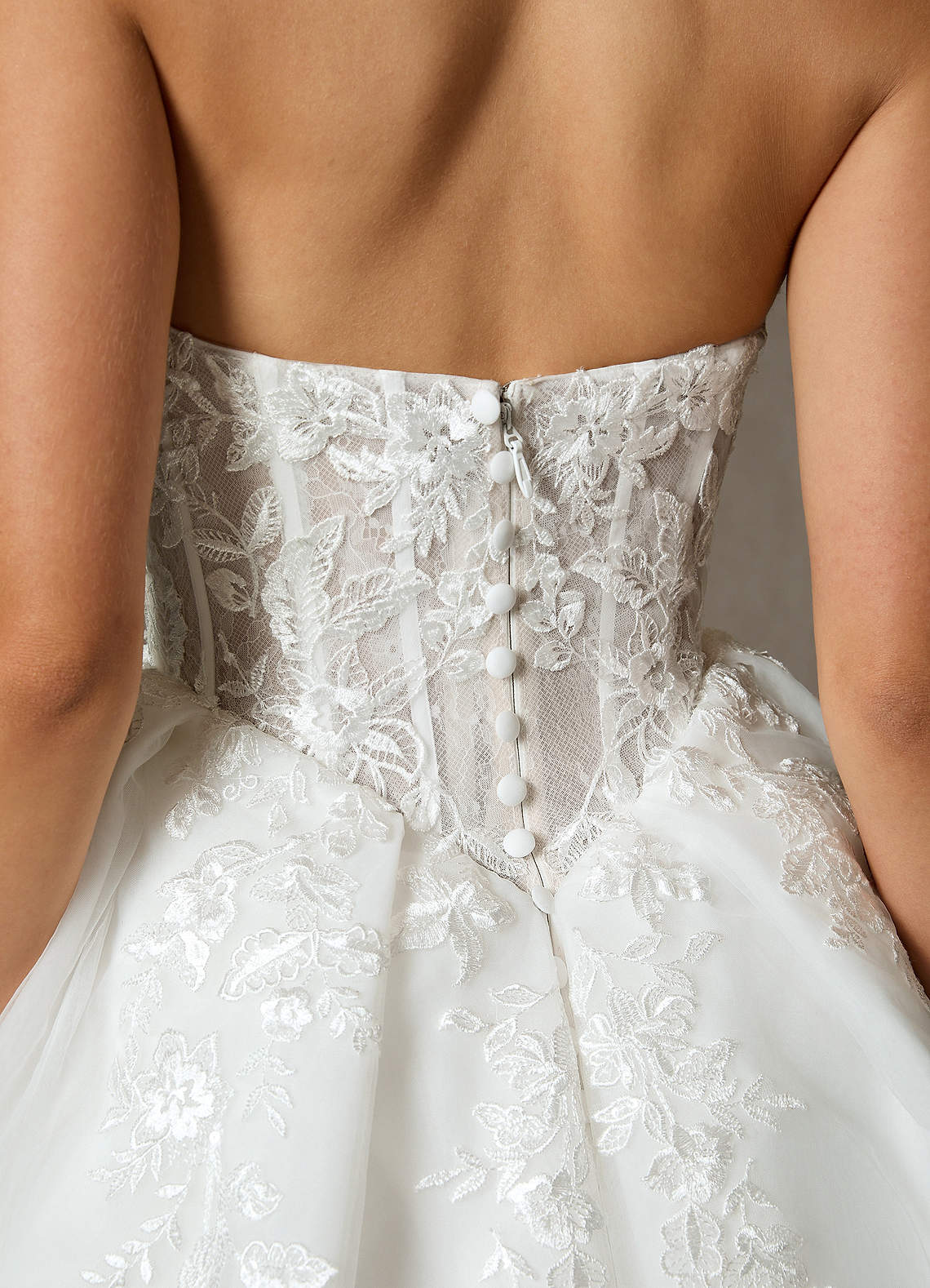 Azazie Ainsley Vestidos de noiva Vestido Diamante Branco de Renda de Vestido de baile com Sem alças image1