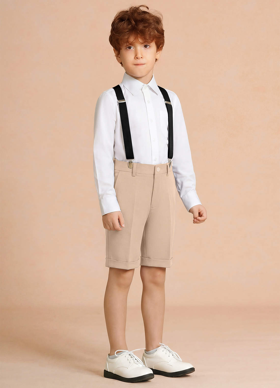 front Oliver Tan Boy Shorts Suit 3-Piece Set