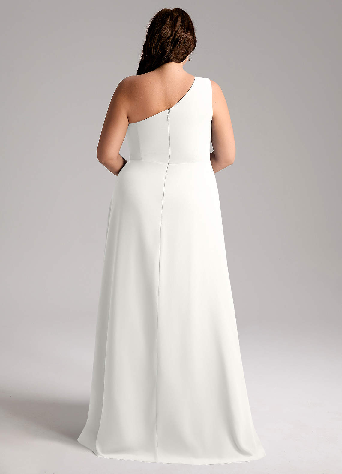 Azazie Brooke Jurken voor bruidsmeisjes Jurk van Chiffon met A-lijn One-shoulder Wit image8