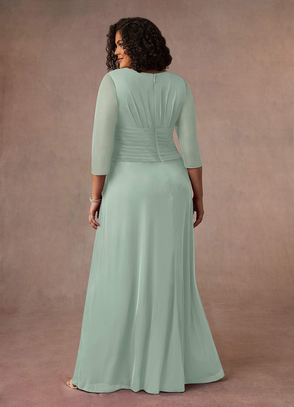 Azazie Annetta Abiti per la Madre della Sposa Abito A-Line in Maglia Plissettao con Scollo a V Agave image8