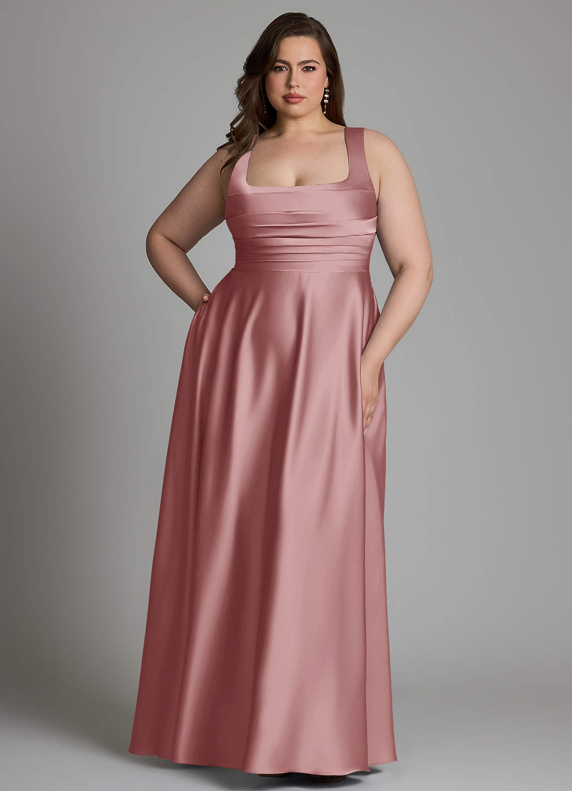 Azazie Azaria Bridesmaid Dresses Dusty Rose A-Line Corset Stretch Satin Dress image6