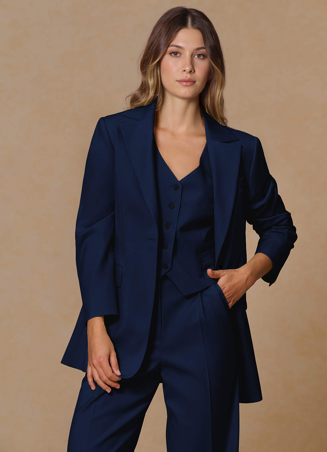 front Rowan Blue Refined Weave Performance blazer