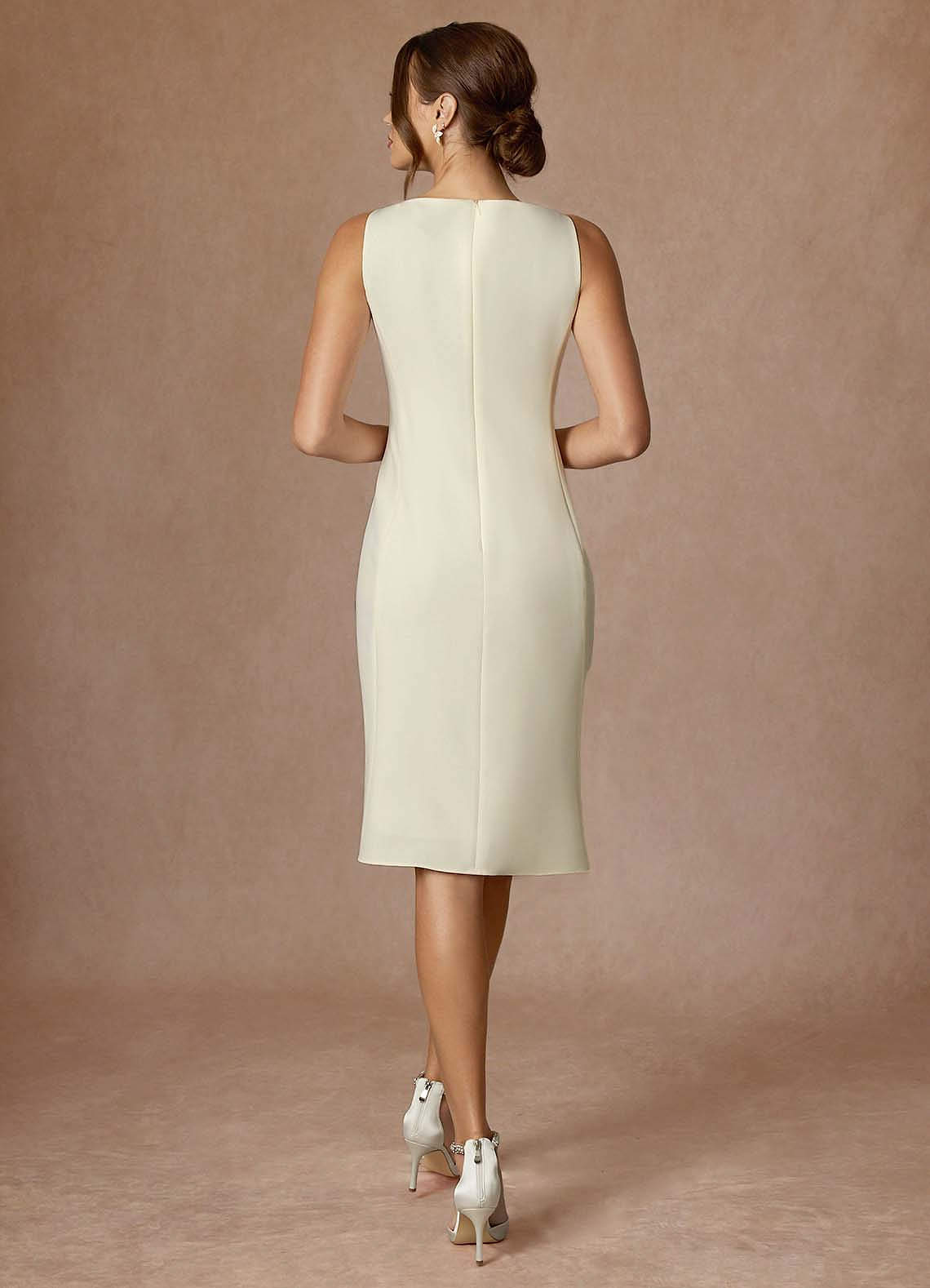 front Kennedy Ivory Refined Weave Performance Dress