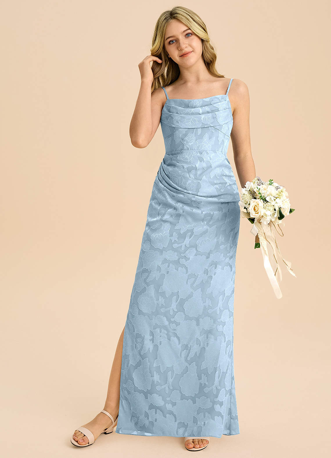 Azazie Mai Junior Klä av Tubklänning i Blommig Utbrändhet Plisserad image2