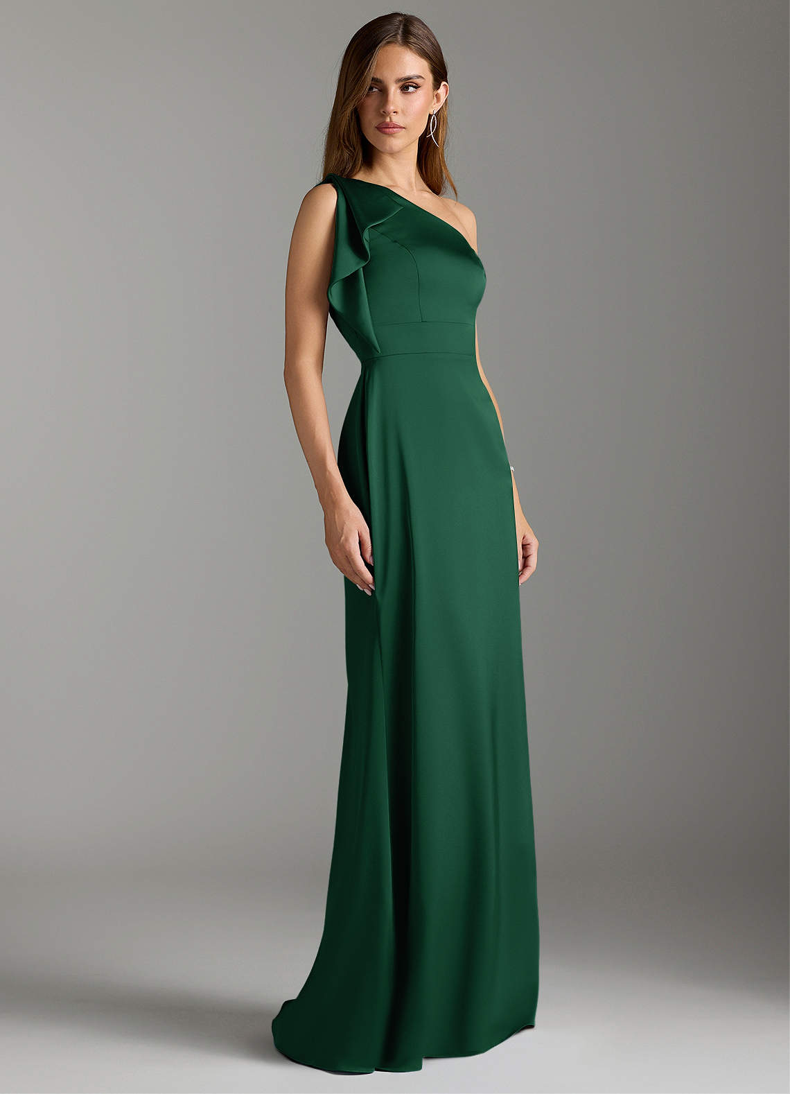 slim fit dress slacks Aelia Ruched Hardware Detail Cut-Out Midaxi Dress in Olive Green