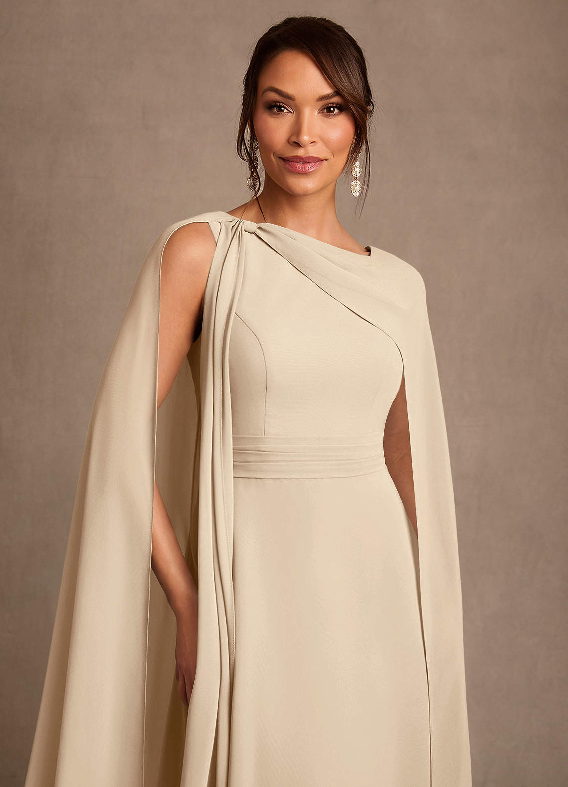 Azazie Liddie Mother of the Bride Dresses Champagne A-Line Pleated Chiffon Dress image5