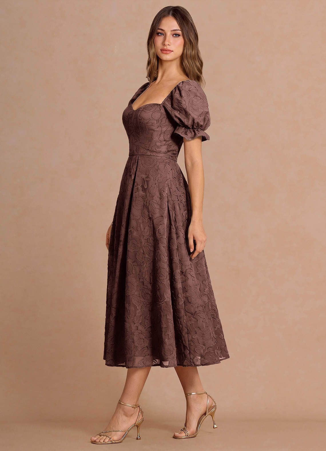 Lanthe Mocha Coco Midi Dress | Azazie