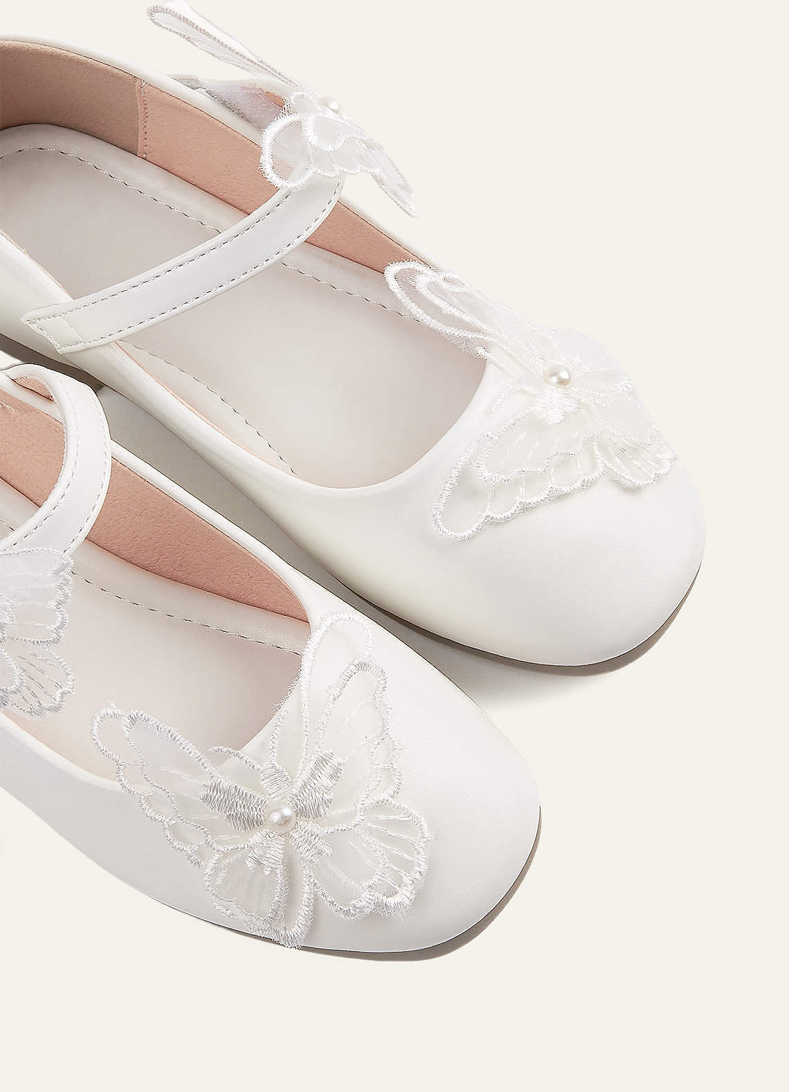 front Butterfly And Pearl Girl's Flat Shoes